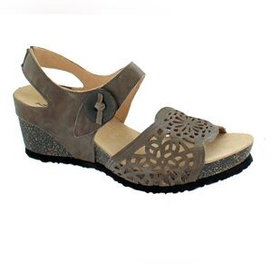 Think! Zilli Wedge Taupe Women's Brown Leather Sandals NWOB EU42/US11